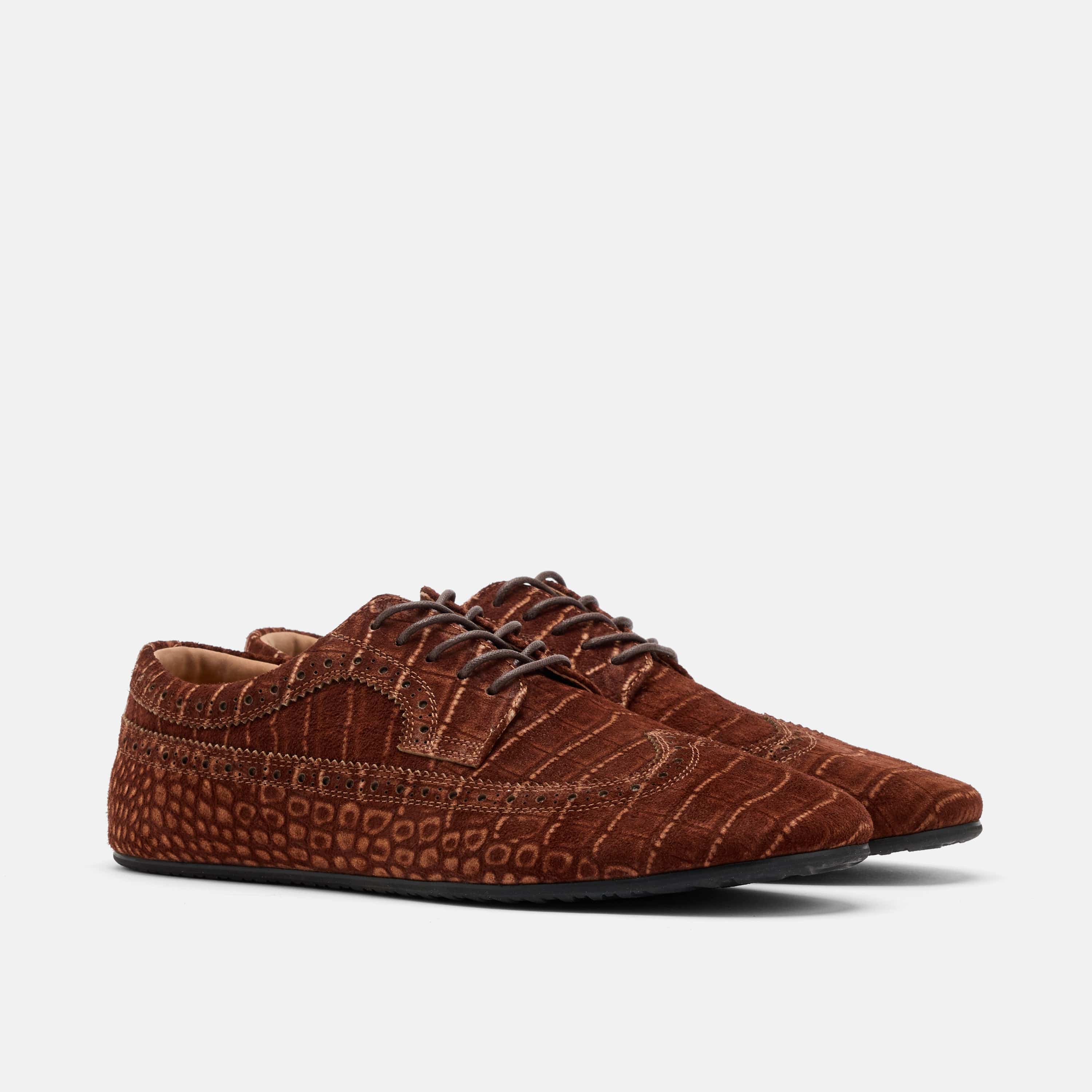 Alexander Brown Croc Suede Ballerina Longwing Sneakers - Image 2
