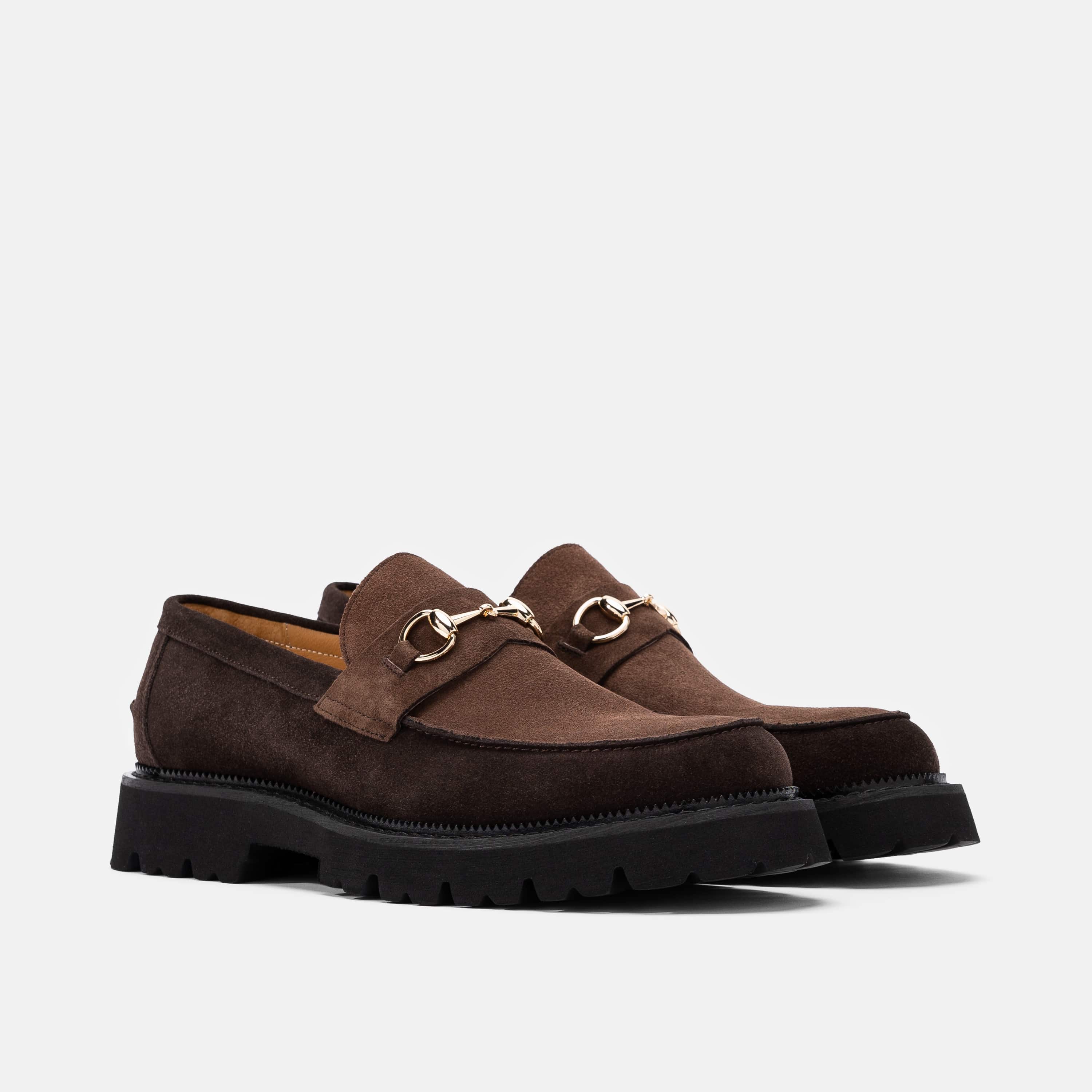 Blake Triple Brown Suede Lug Bit Loafers - Image 2