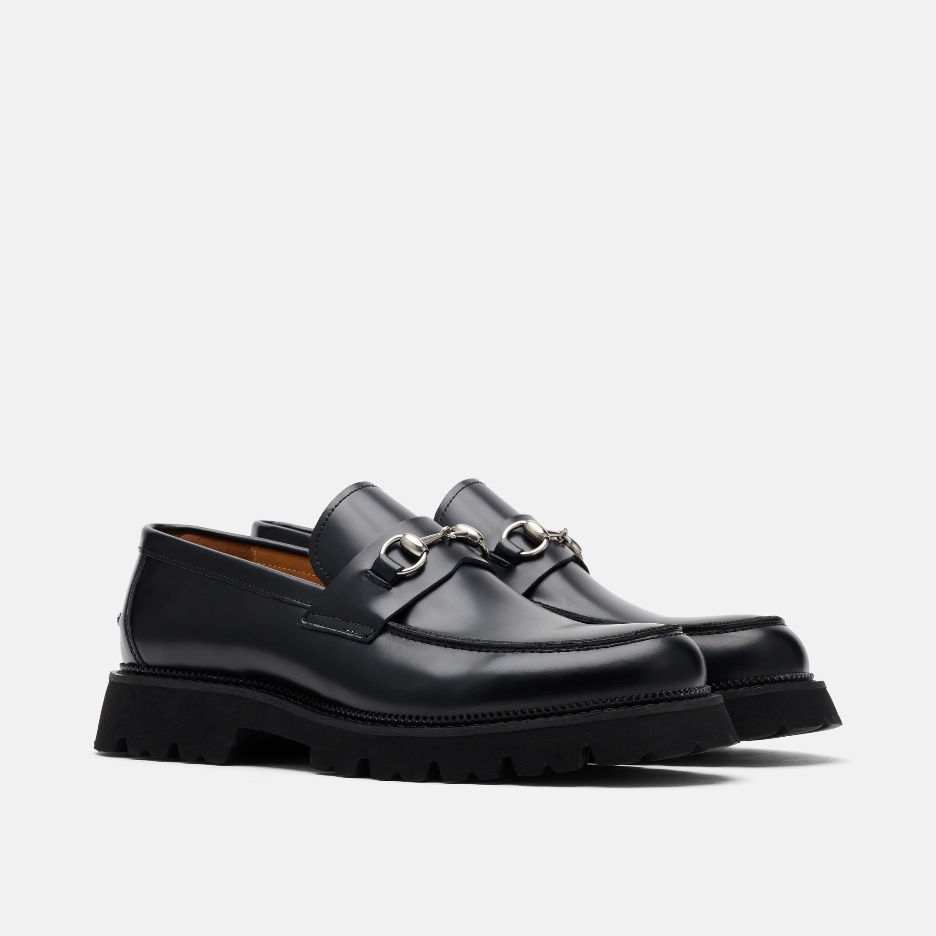 Blake Black Leather Lug Bit Loafers - Image 2
