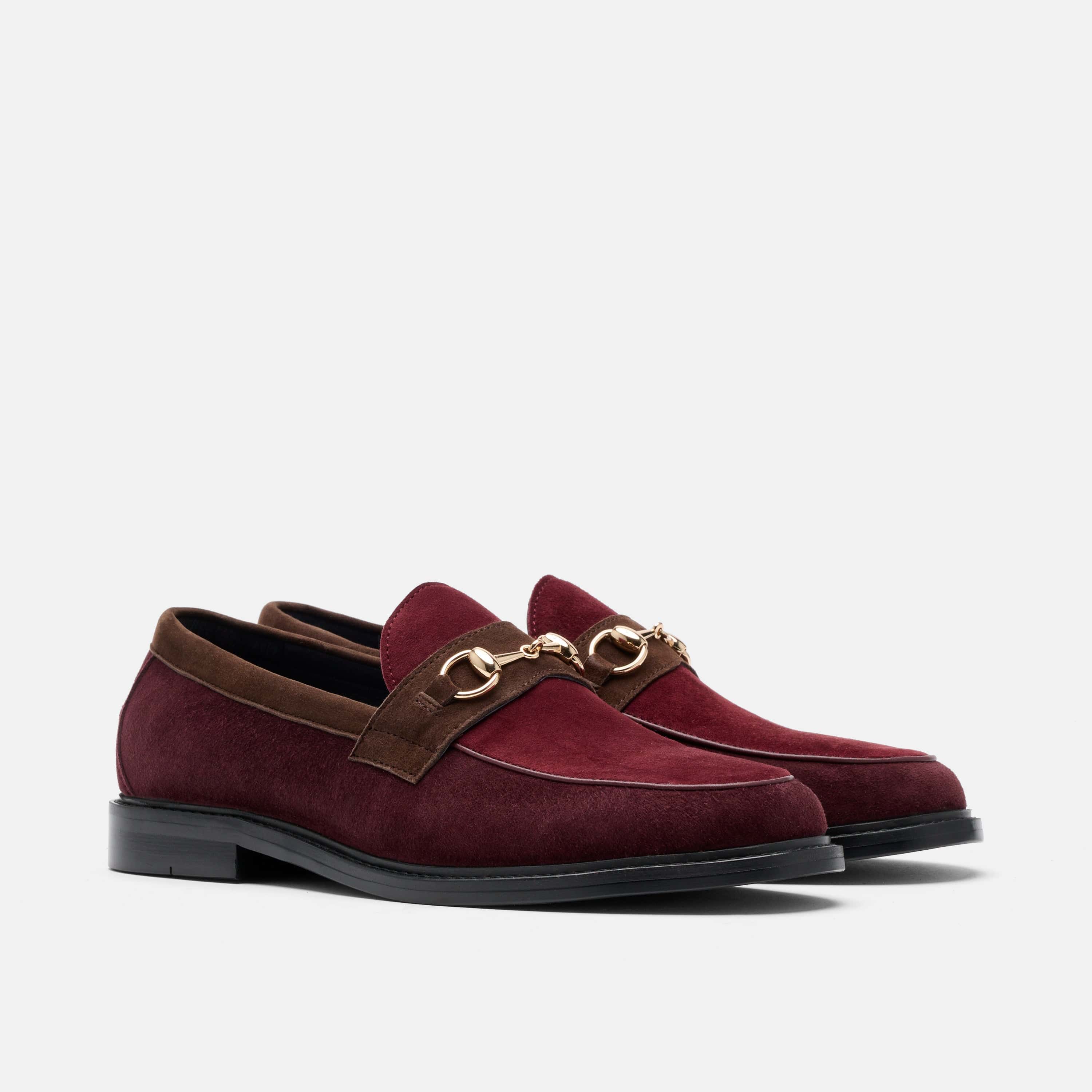 Boardwalk Triple Burgundy Suede Horse-Bit Loafers - Image 2