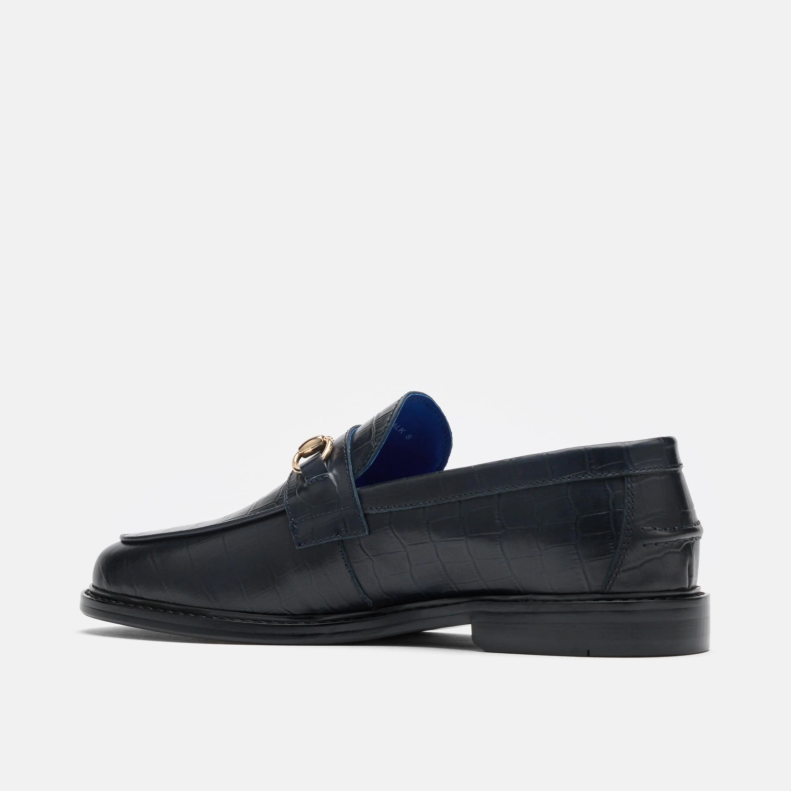 Boardwalk Navy Croc Leather Horse-Bit Loafers - Image 5