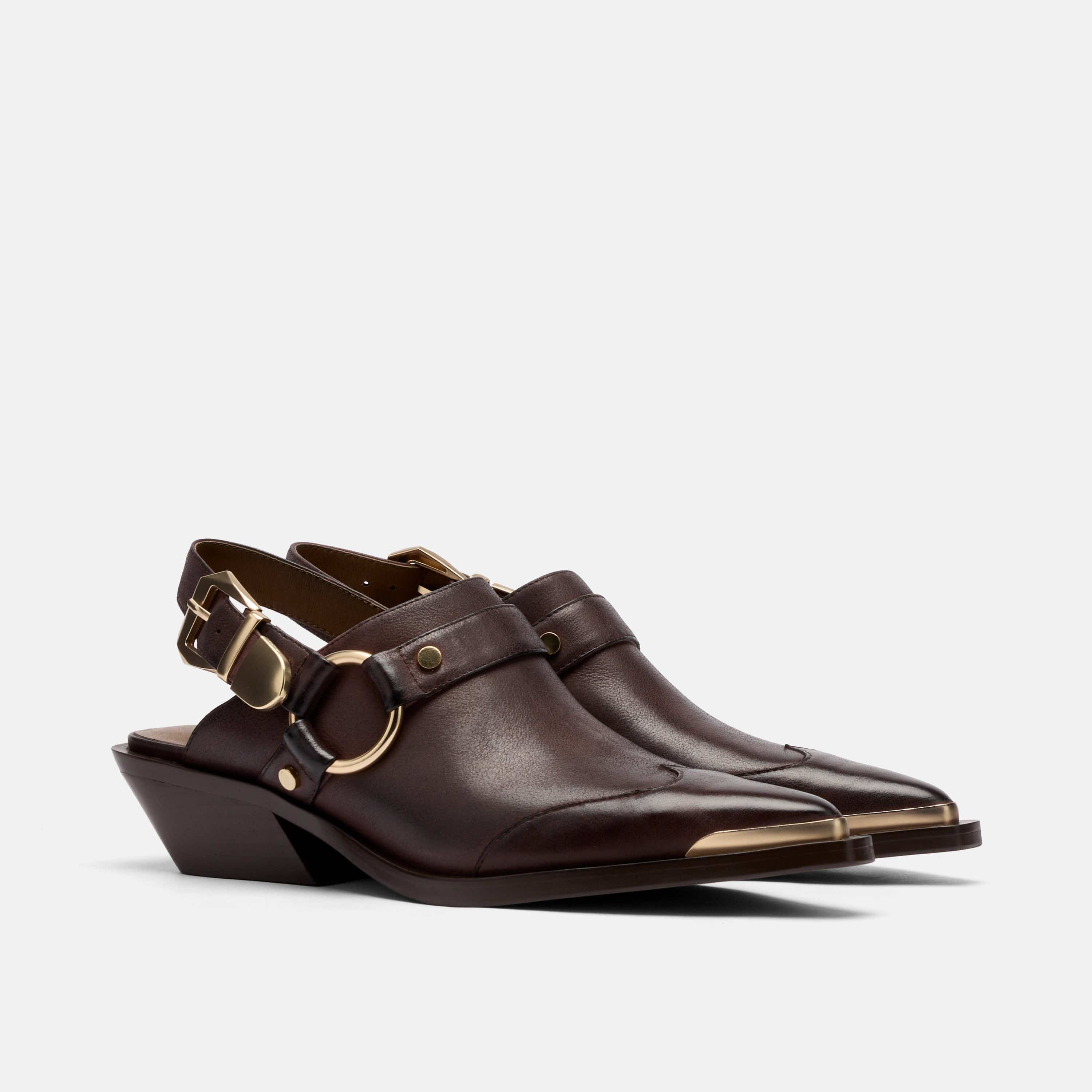 Frontier Brown Leather Western Slingbacks - Image 2