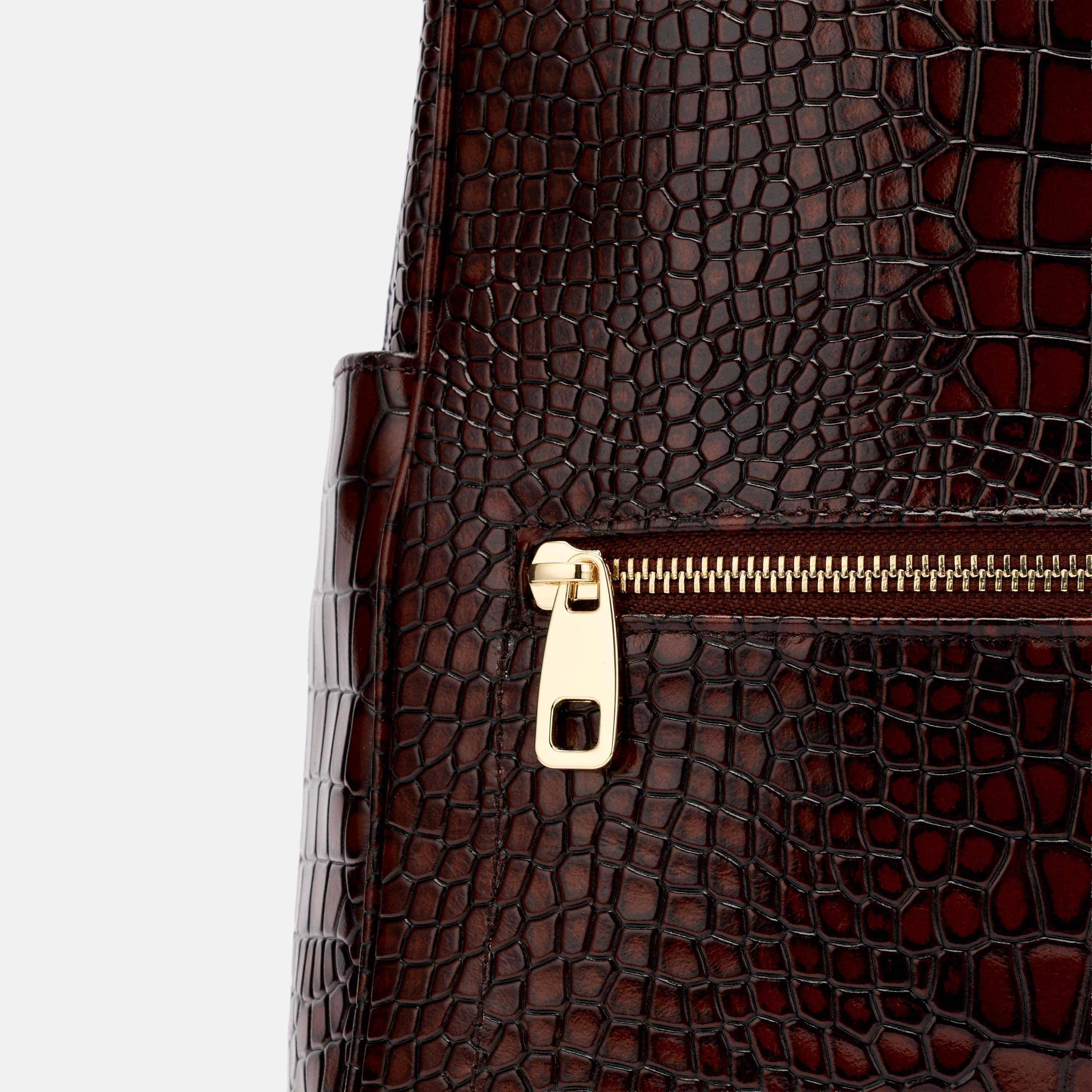 Fulton Brown Crocskin Leather Backpack - Image 2