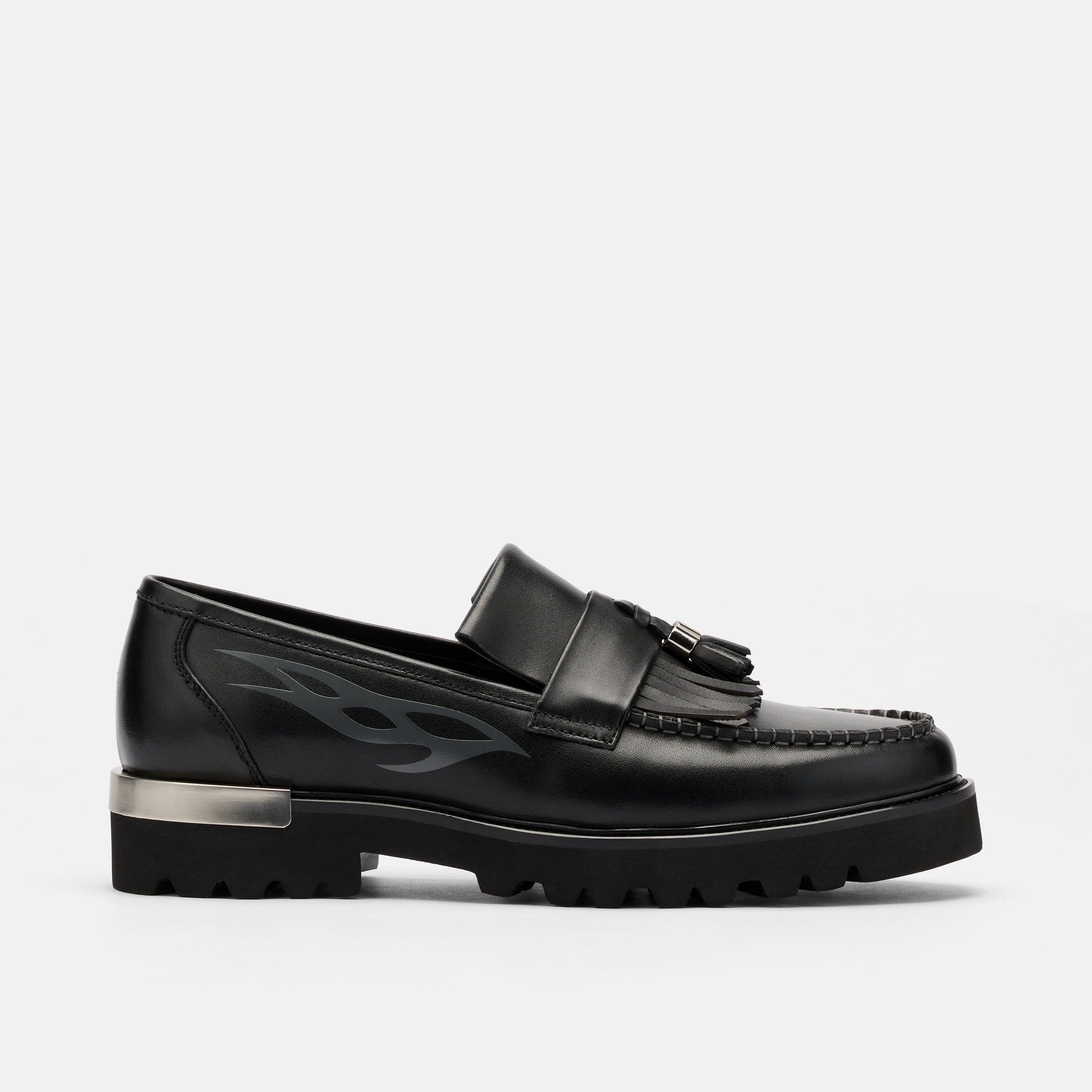 Journey Fuego Noir Leather Lug Tassel Loafer
