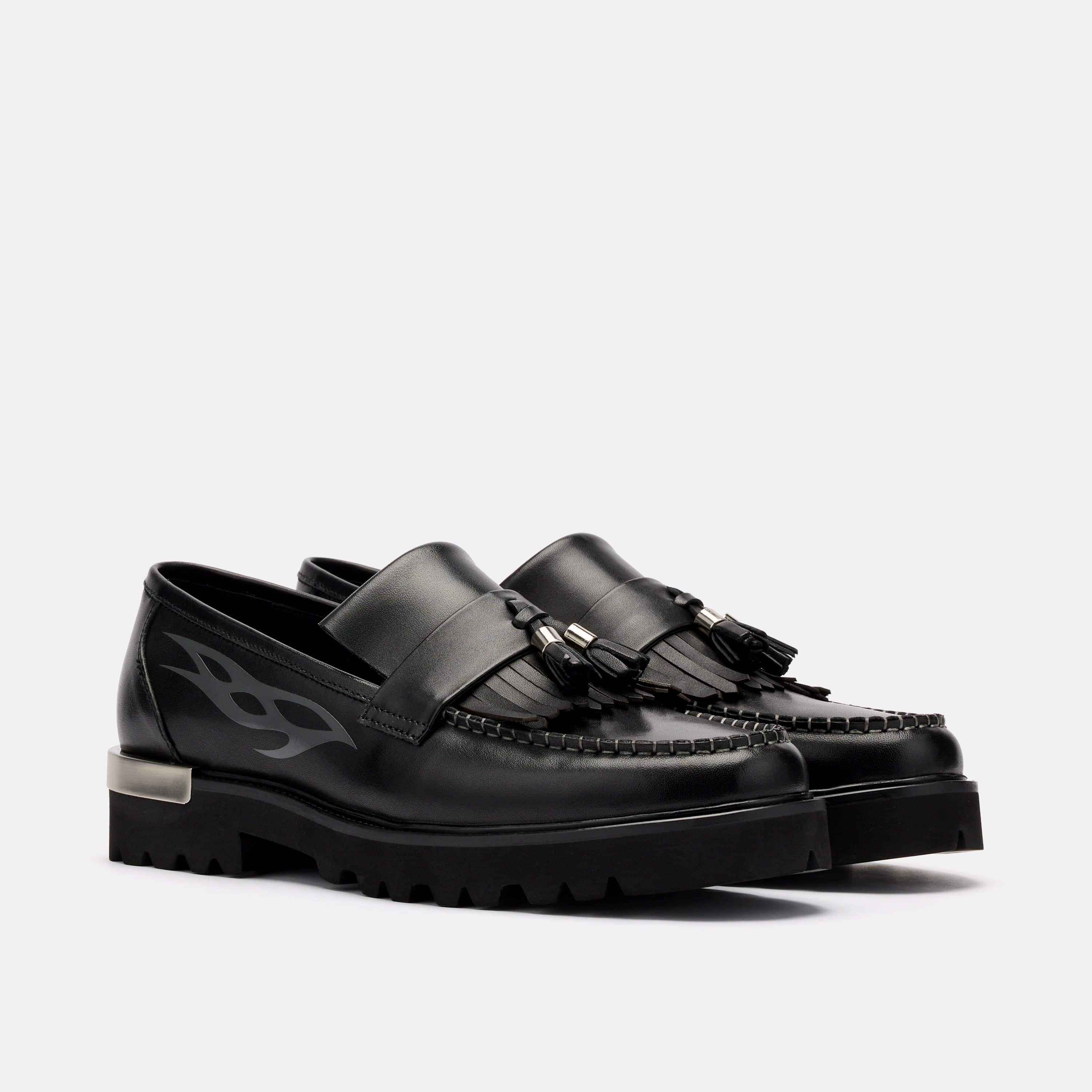 Journey Fuego Noir Leather Lug Tassel Loafer - Image 2