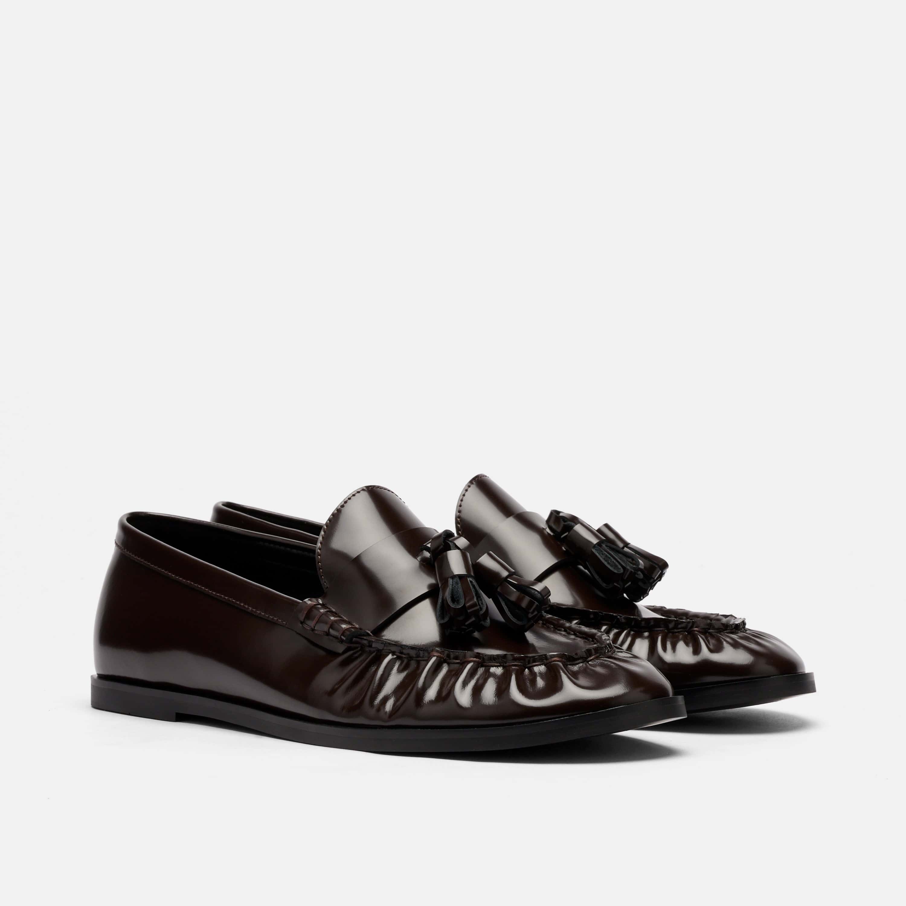 Morgan Dark Cherry Patent Leather Tassel Loafers - Image 2