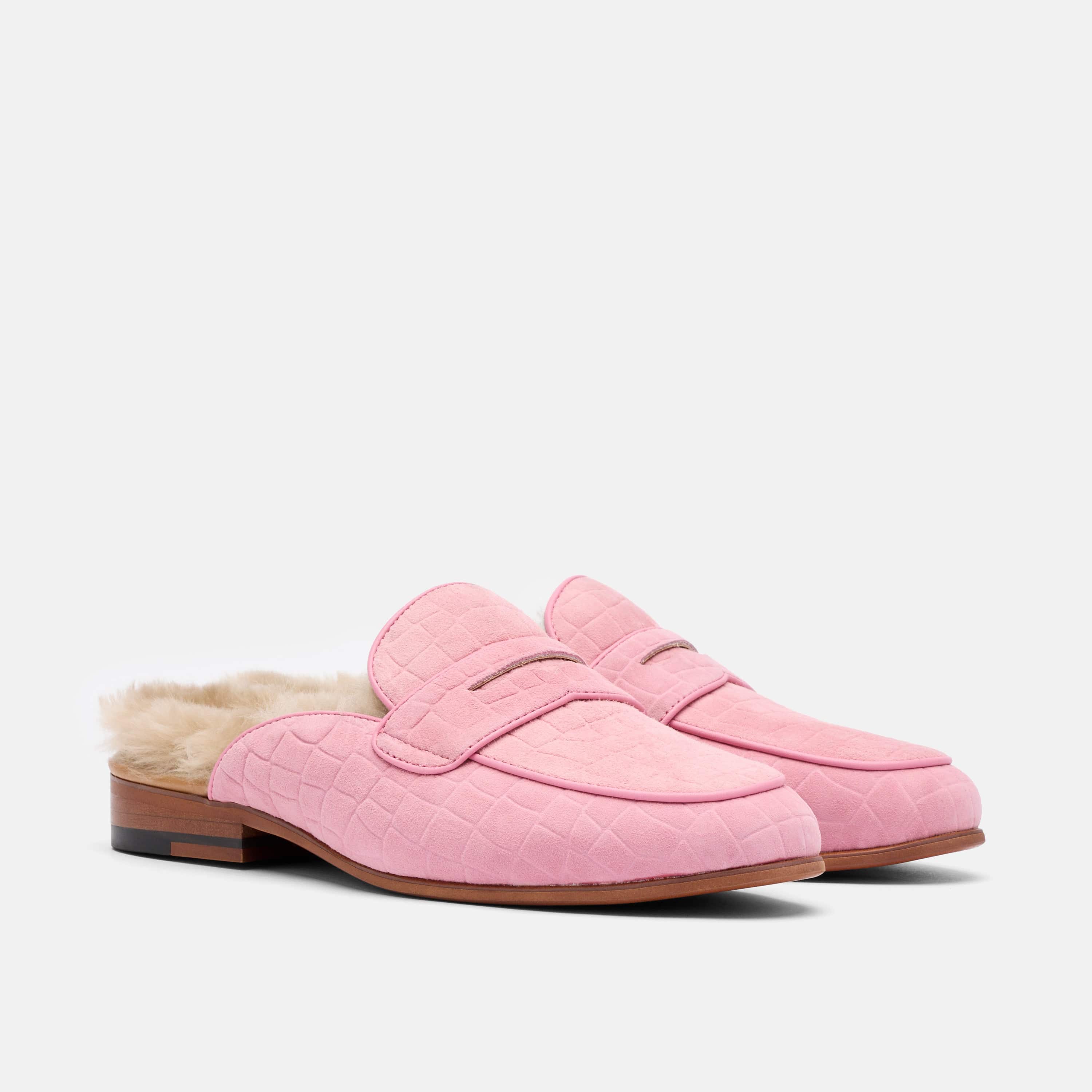 Ms. Del Mar Pink Croc Suede Loafer Mule - Image 2