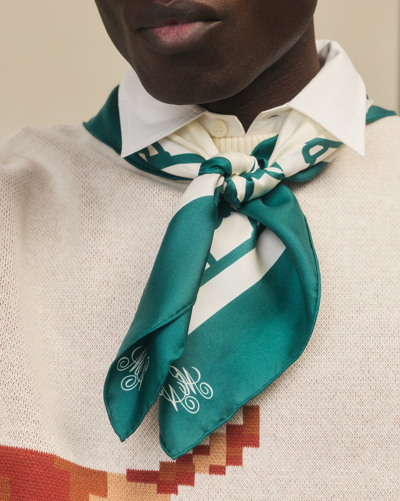 Marc Nolan Silk Scarf - Cream - Image 2