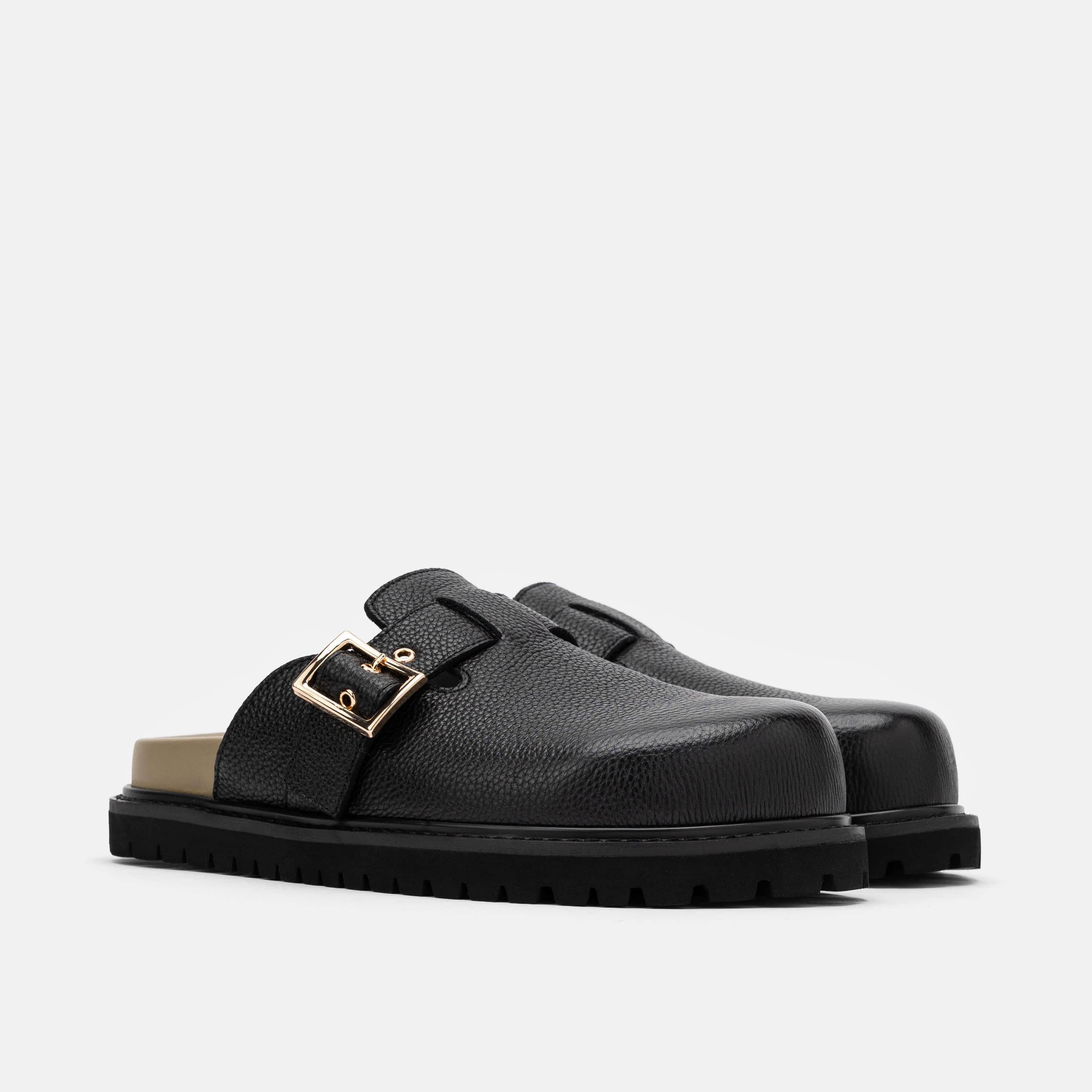 Shiloh Black Leather Clogs - Image 2