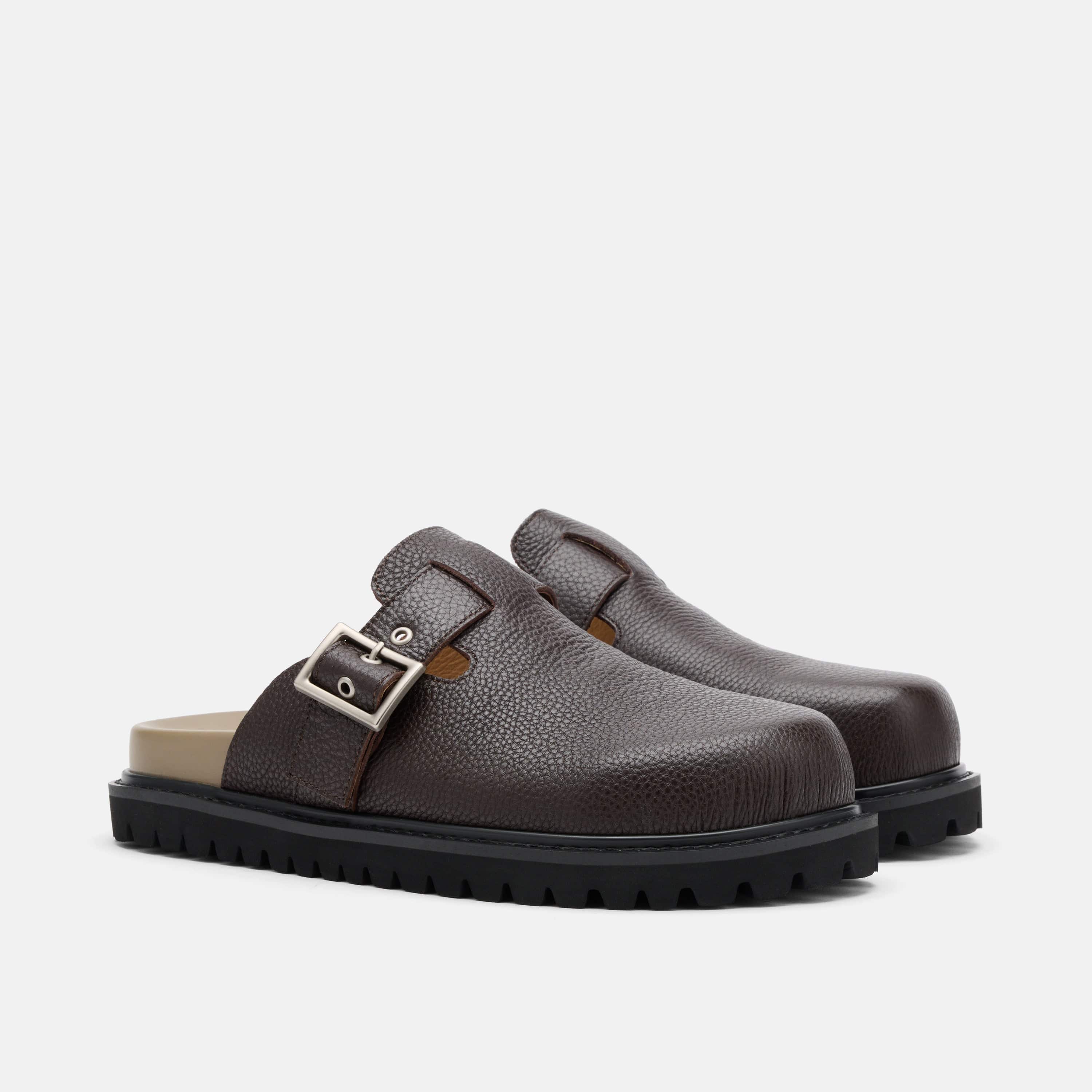 Shiloh Dark Brown Leather Clogs - Image 2