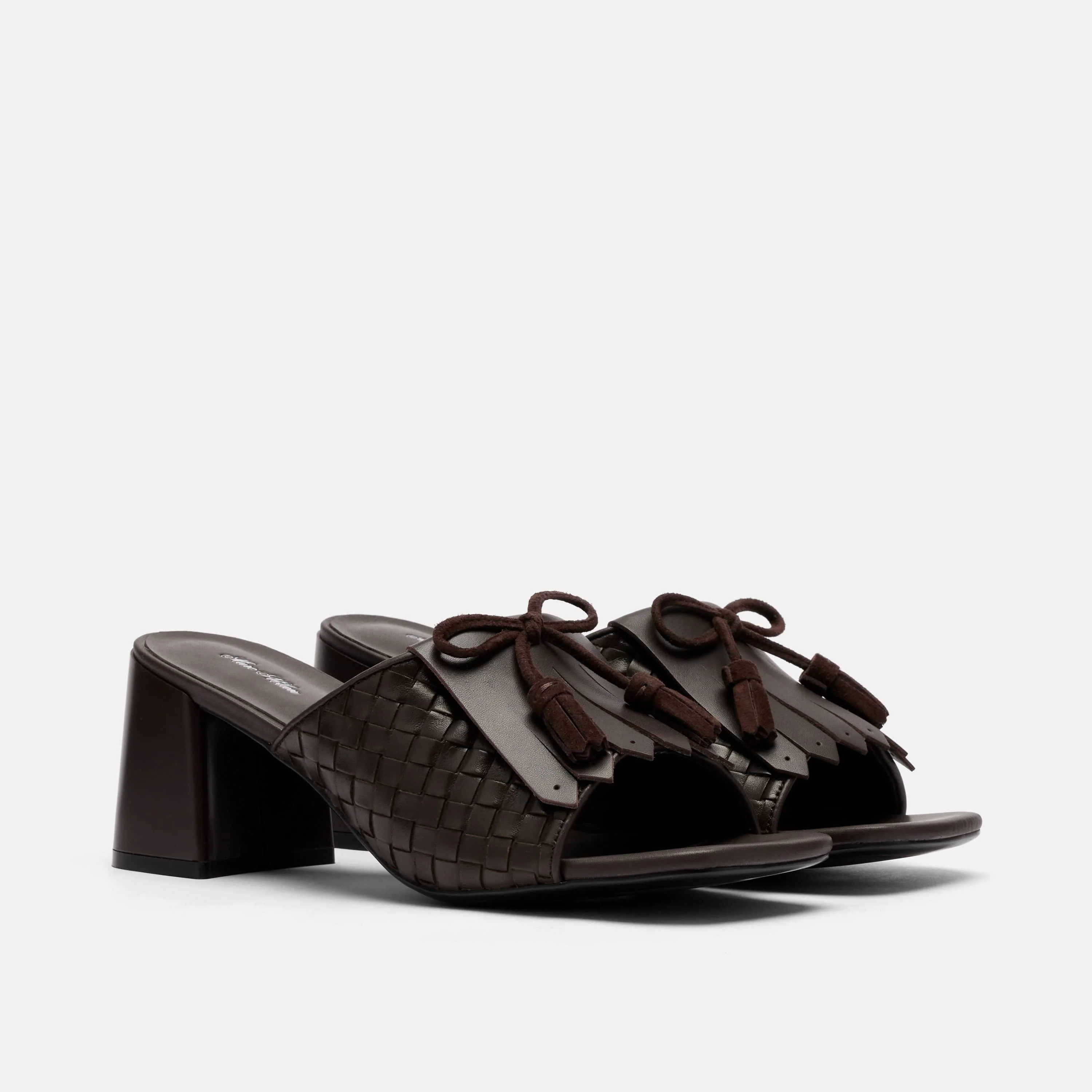 Sienna Espresso Leather Tassel Block Pumps - Image 2