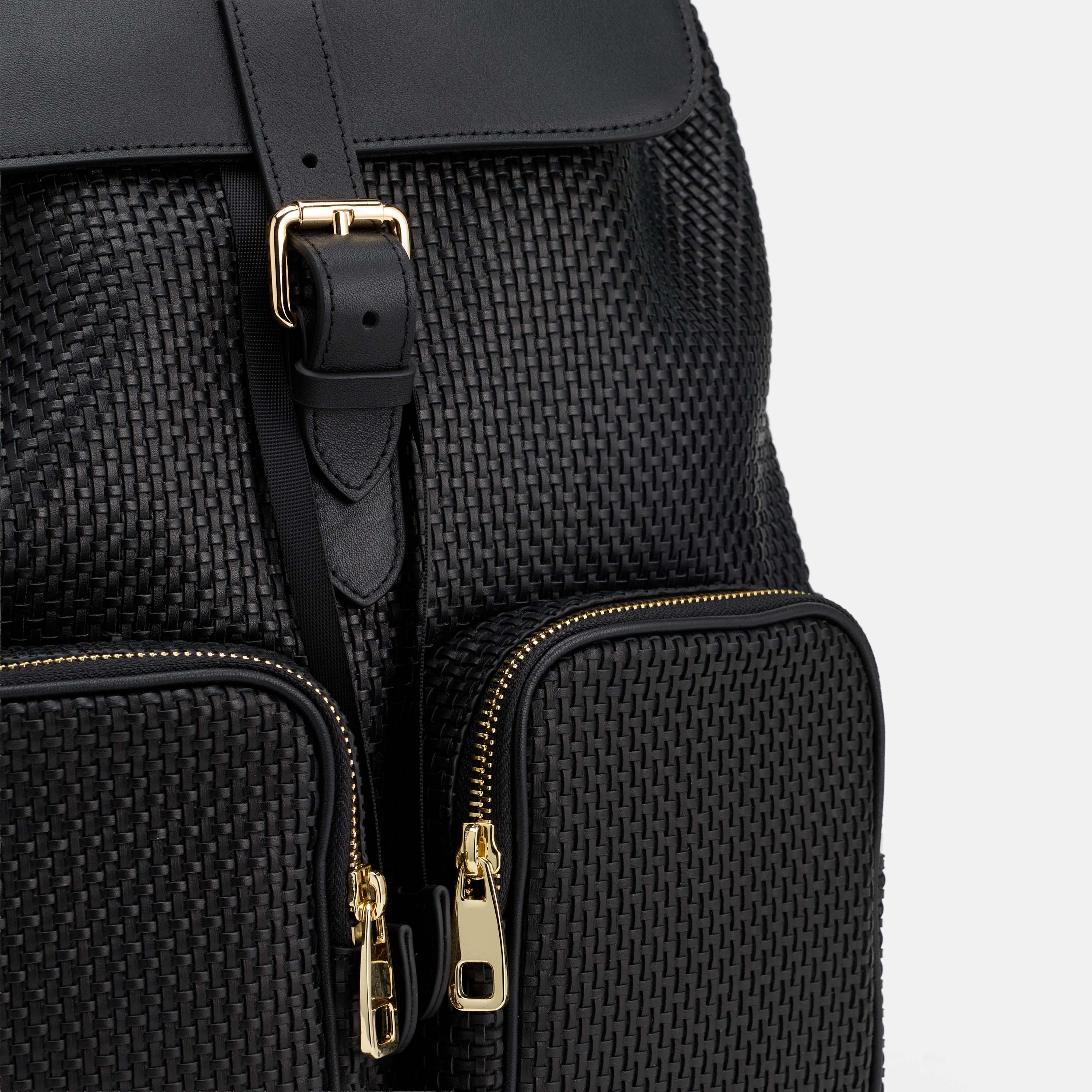 SOHO Woven Black Leather Backpack - Image 2
